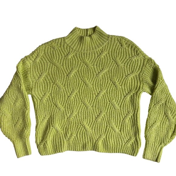 American Eagle Cable Knit Mock Neck Sweater (Lime) - Size Small - Picture 4 of 9